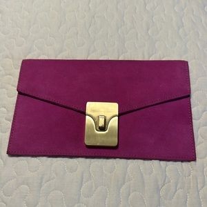 Suede pink clutch, like new